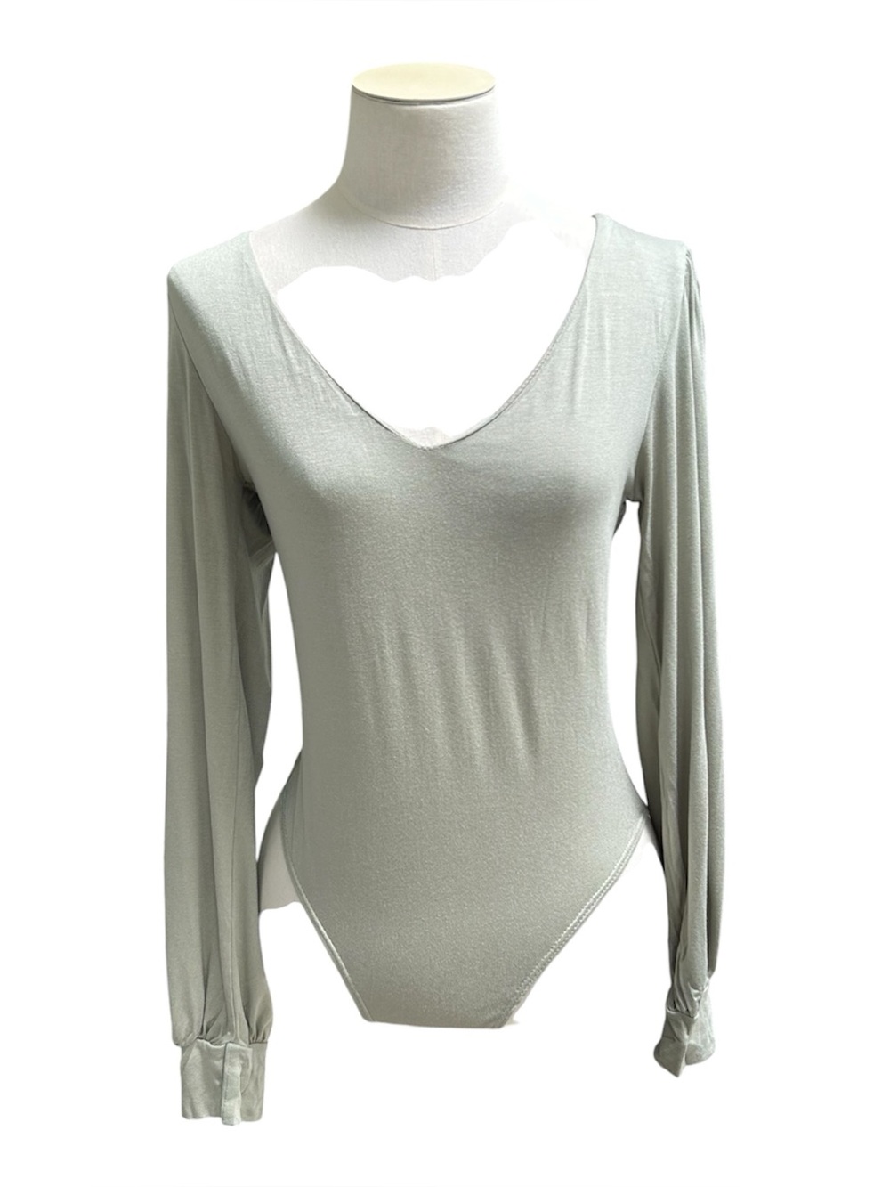 Peach Love California Long Sleeve Bodysuit Sage Green Womens Medium New